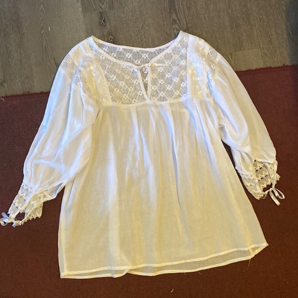 Extra large hand crocheted blouse long sleeve